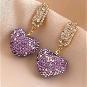 Pink/purple rhinestone earrings